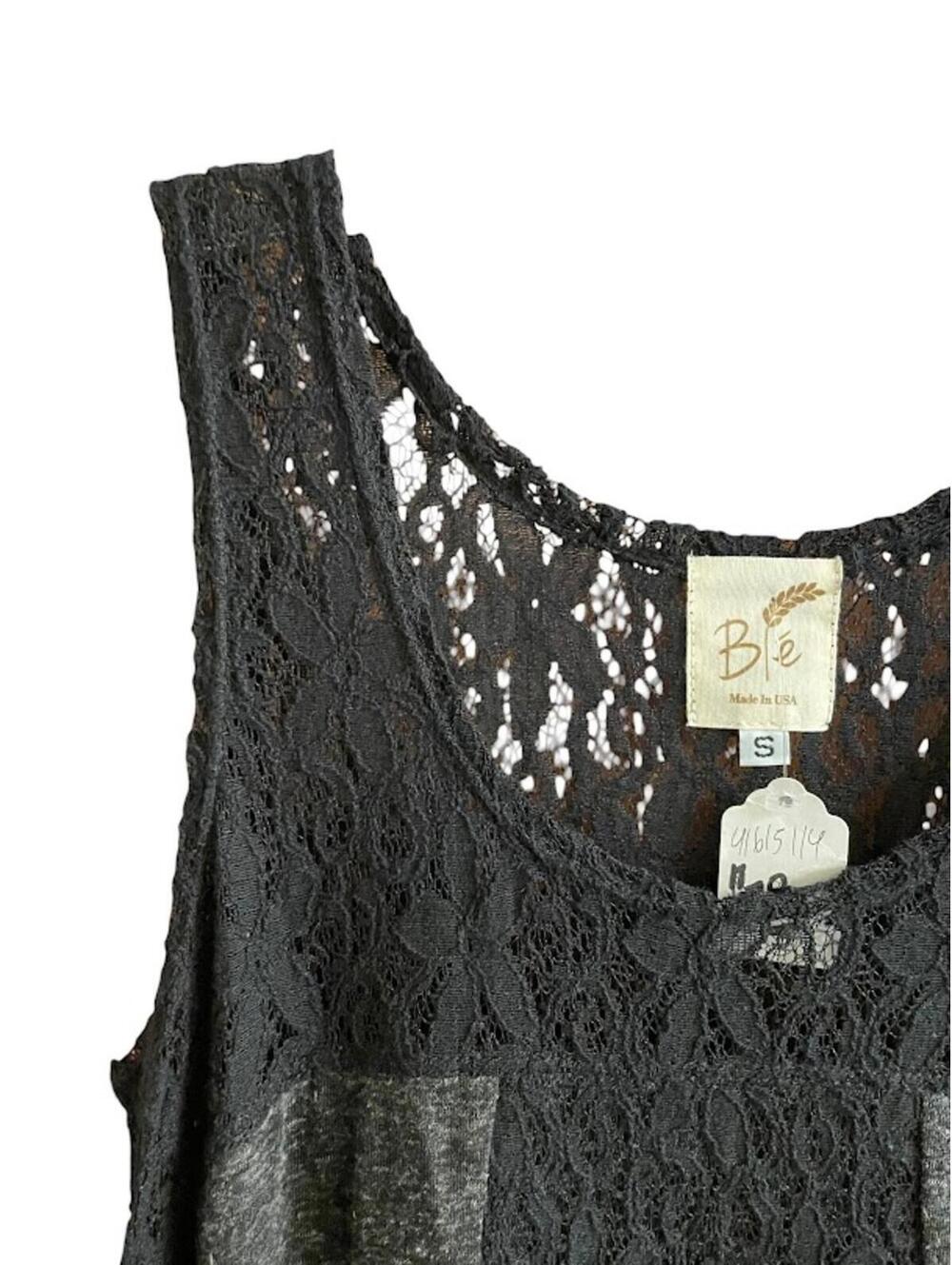 Be Made in USA Black Charcoal Gray Sleeveless Lace Knit Swing Dress NWT Sz Small - Picture 5 of 13